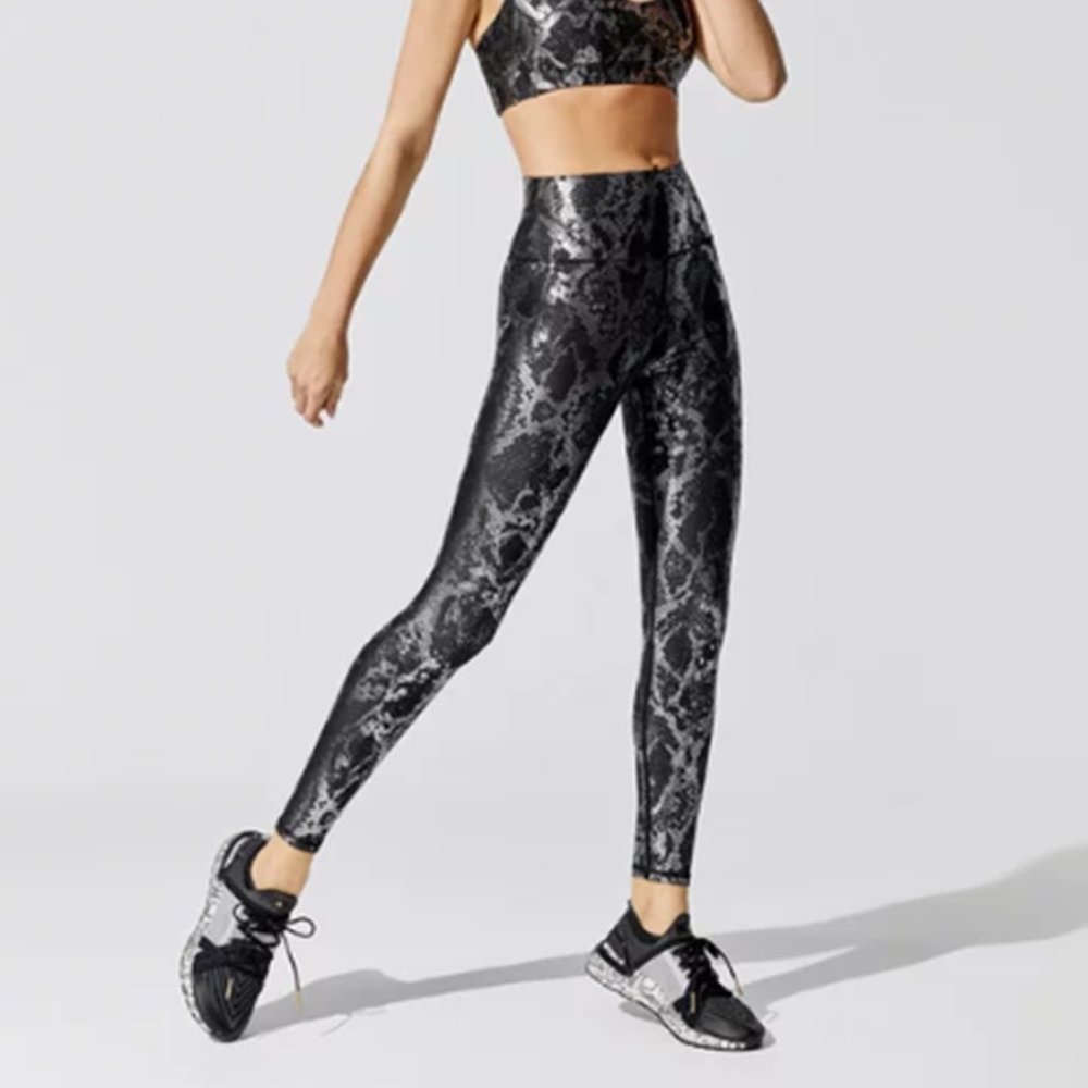 Sexy Women Metallic Snake High Rise Leggings